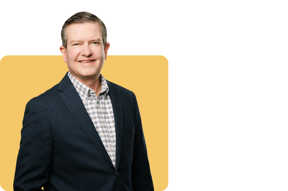 Photo of Andy Jockheck on a yellow background
