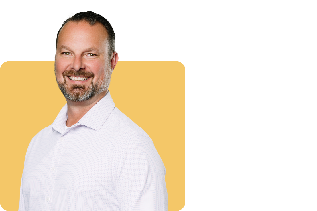Photo of Bill Walther on a yellow background