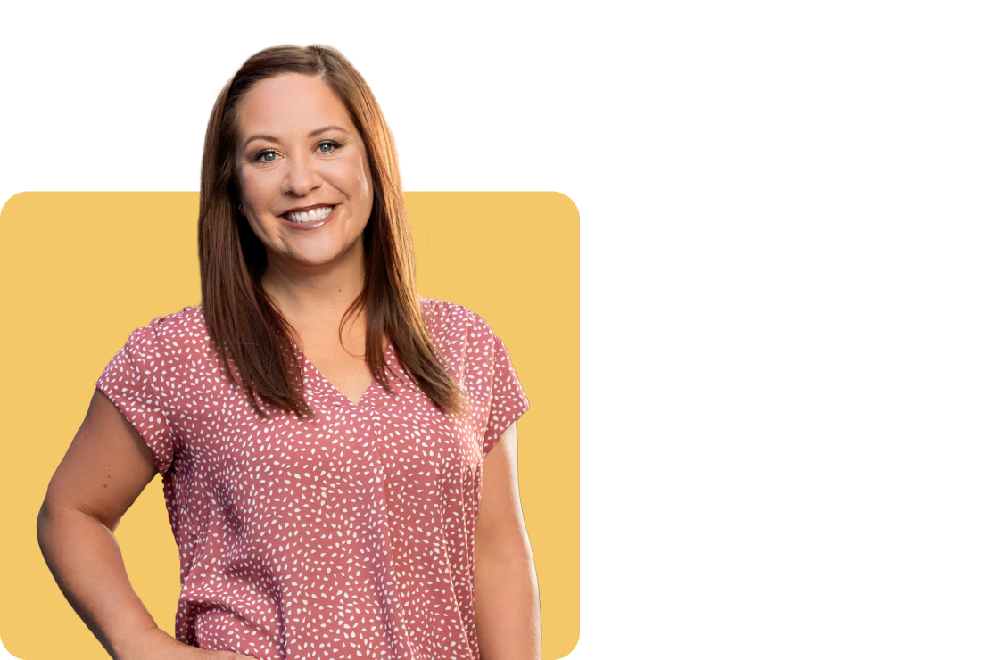 Photo of Brandy McClenny on a yellow background