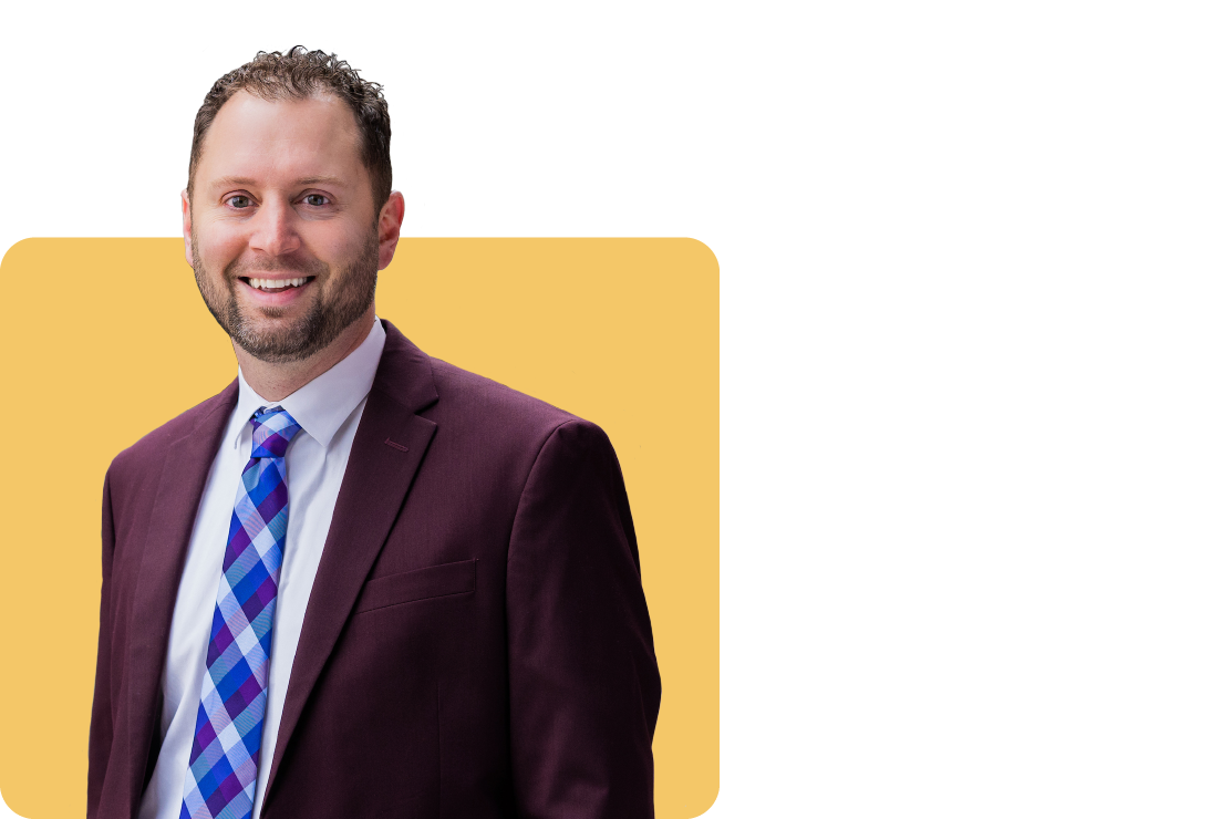 Photo of Doug Kapelke on a yellow background