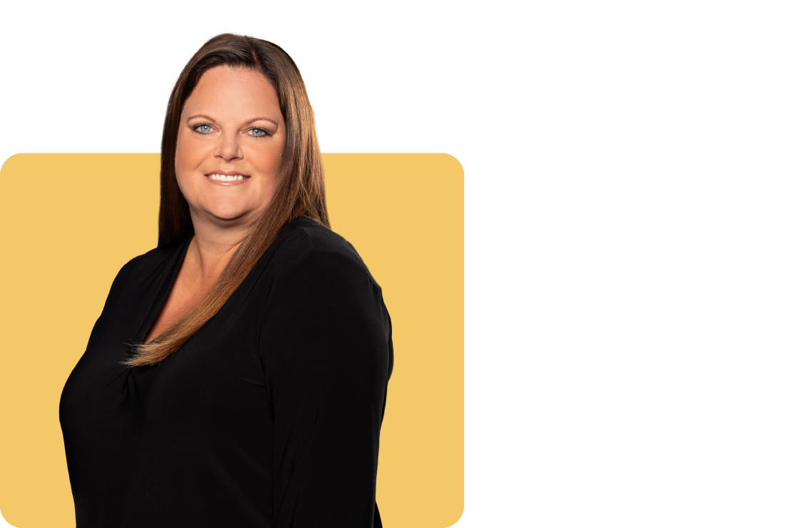 Photo of Jenelle Zuchetto on a yellow background