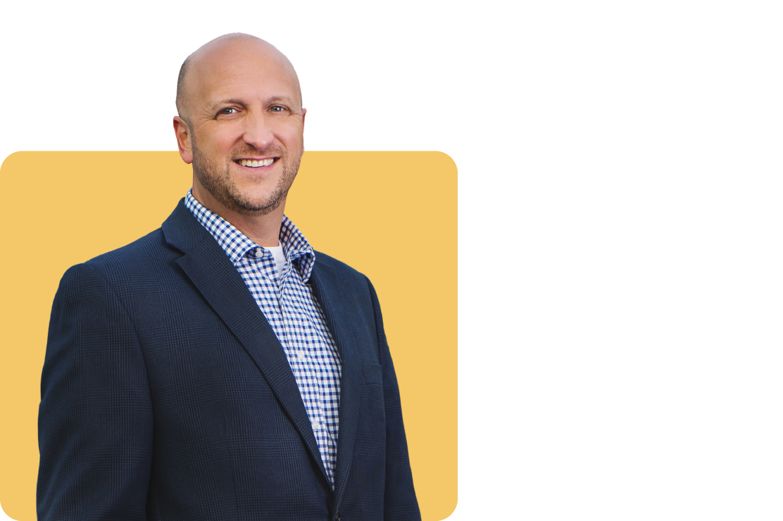 Photo of Jeff Stone on a yellow background