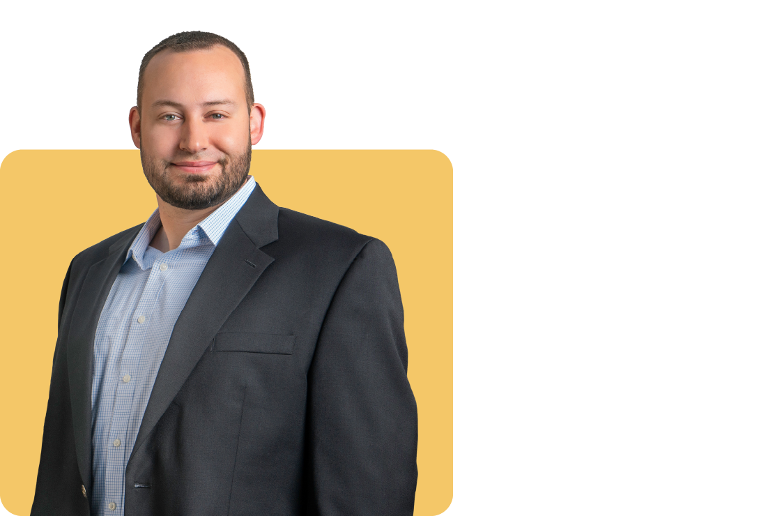 Photo of Sean Corativo on a yellow background