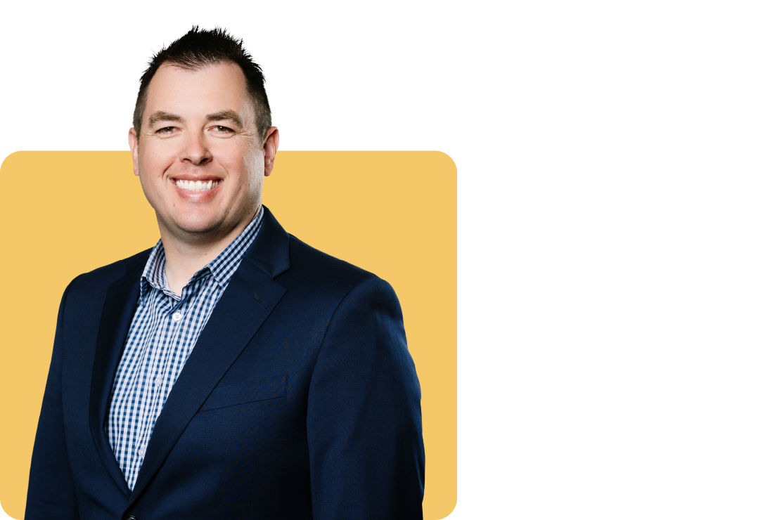Photo of Shane Duncan on a yellow background