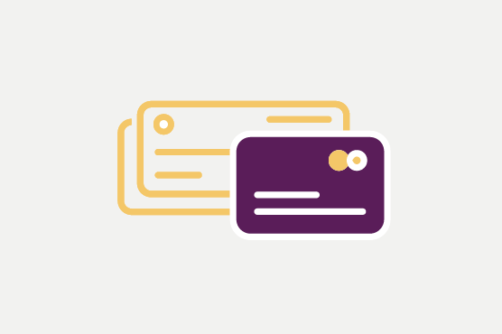 Ilustration of a check and debit card