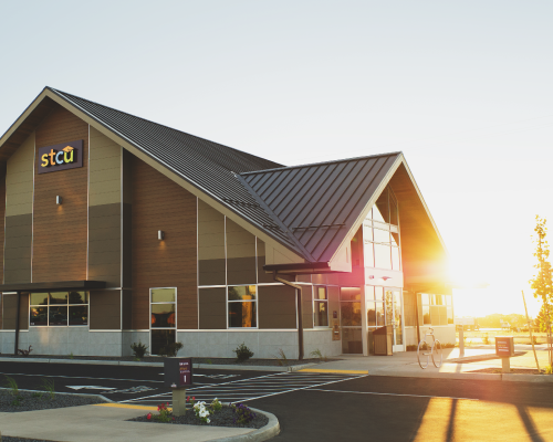 Photo of STCU Airway Heights branch at sunset