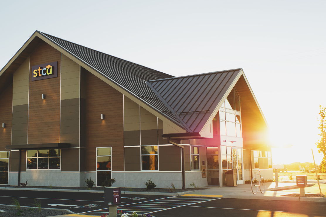 Photo of STCU Airway Heights branch at sunset