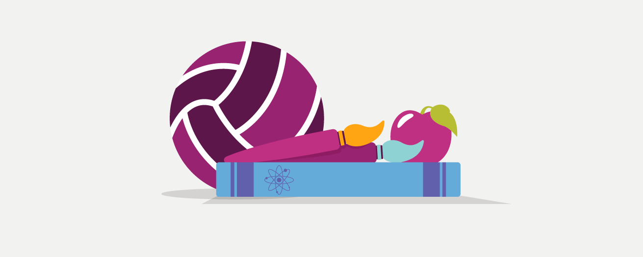 An illustration of different school supplies.