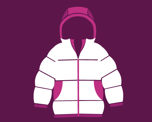 An illustration of kids winter coats.