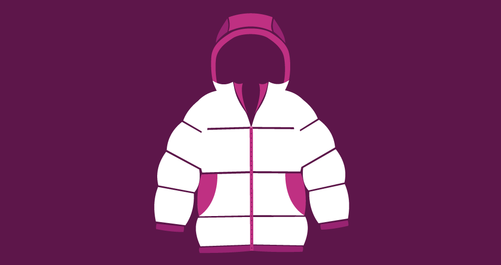 An illustration of kids winter coats.