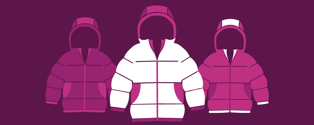 An illustration of kids winter coats.