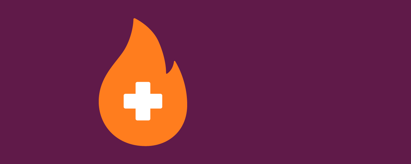 An illustration of a flame with plus sign in it