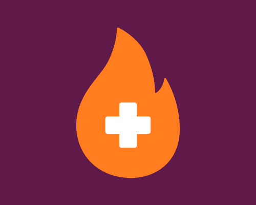An illustration of a flame with plus sign in it