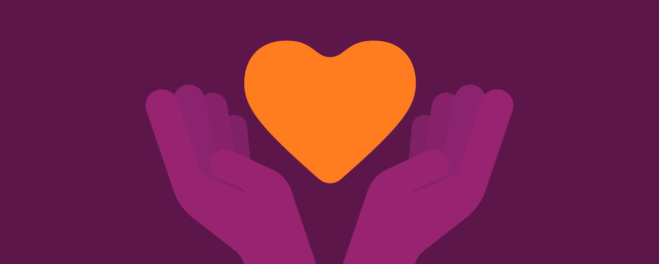 Illustration of two hands holding a heart