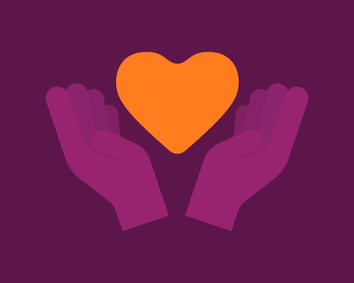 Illustration of two hands holding a heart
