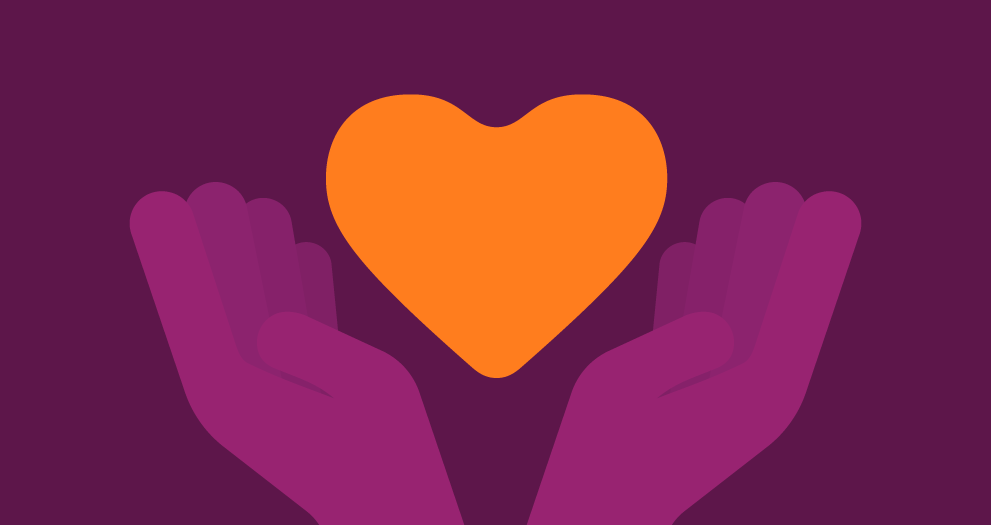 Illustration of two hands holding a heart