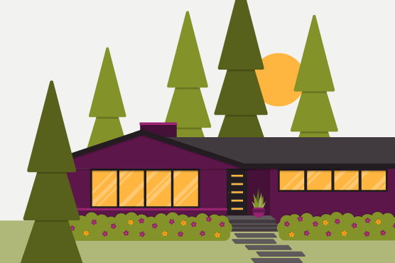 Illustration of house in the trees