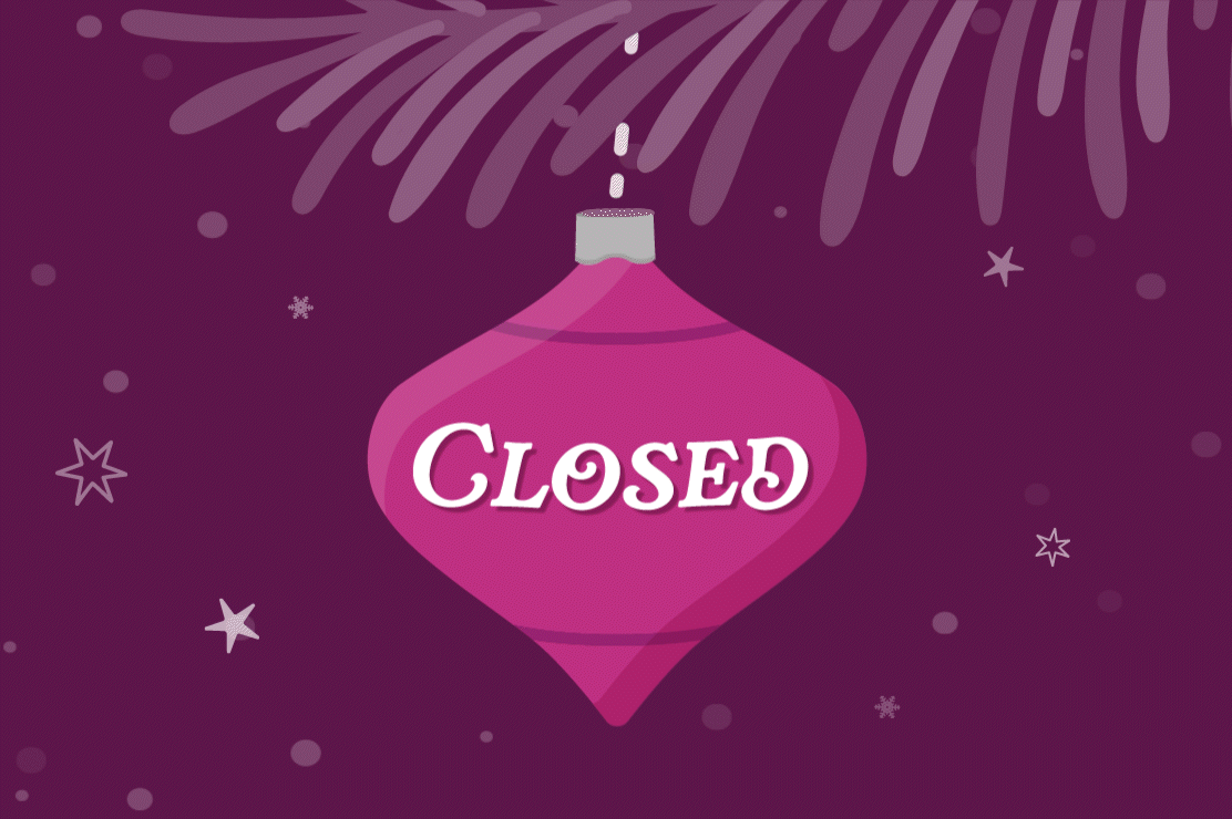 Animation of an ornament with the word closed on it