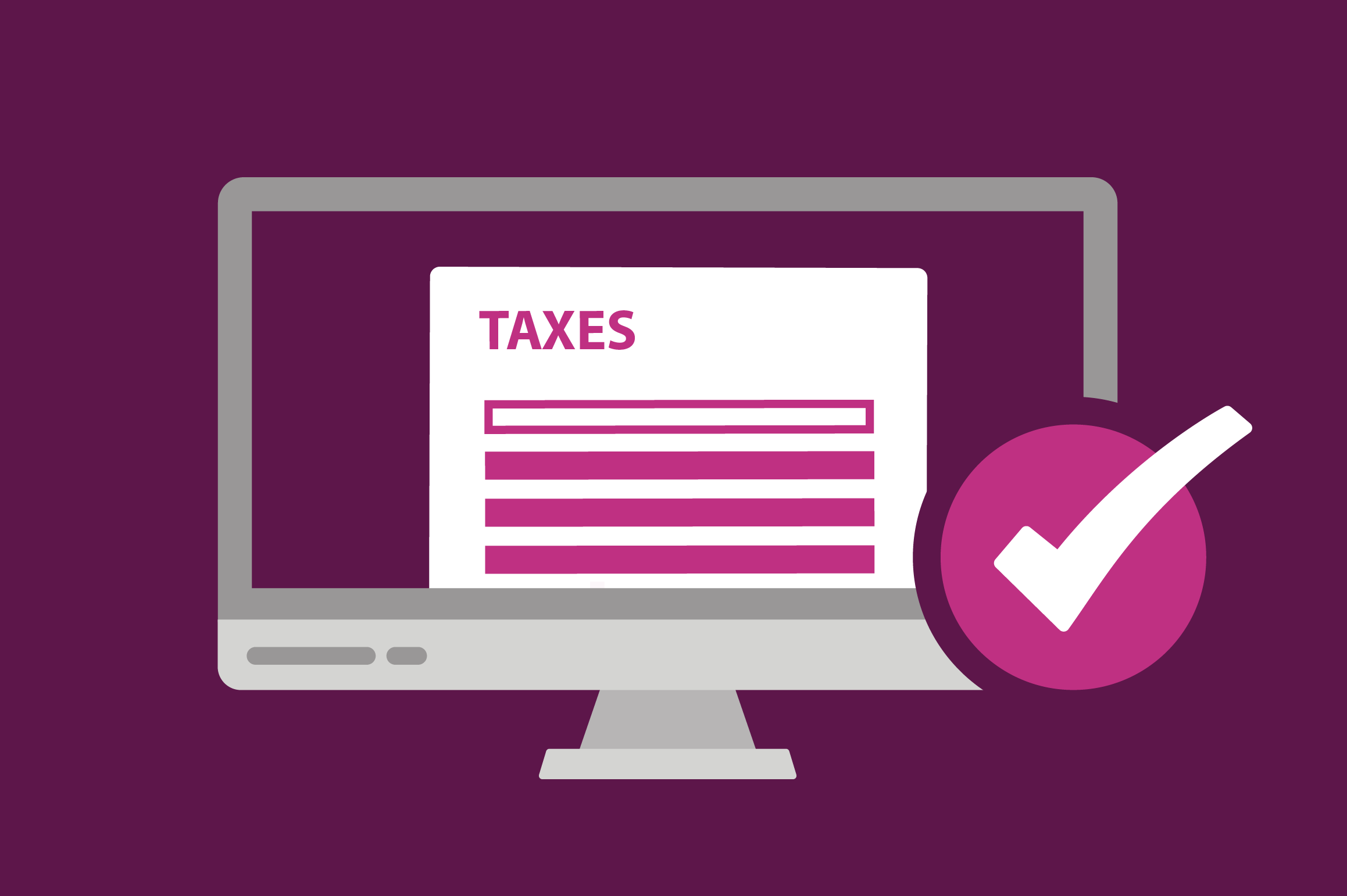 Illustration of a computer screen and a tax document