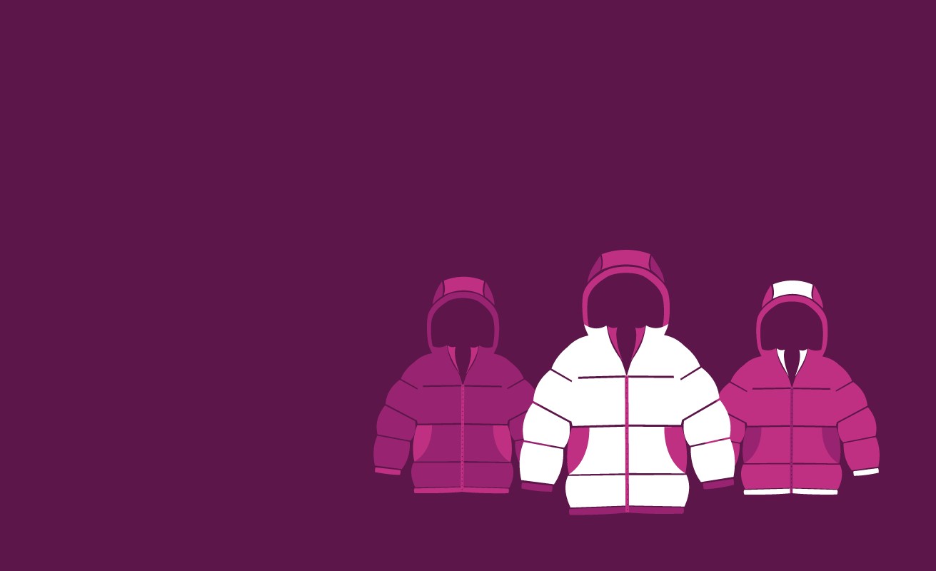 Illustration of a winter coat on a purple background