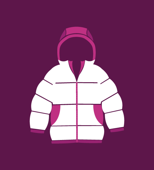 Illustration of a winter coat on a purple background