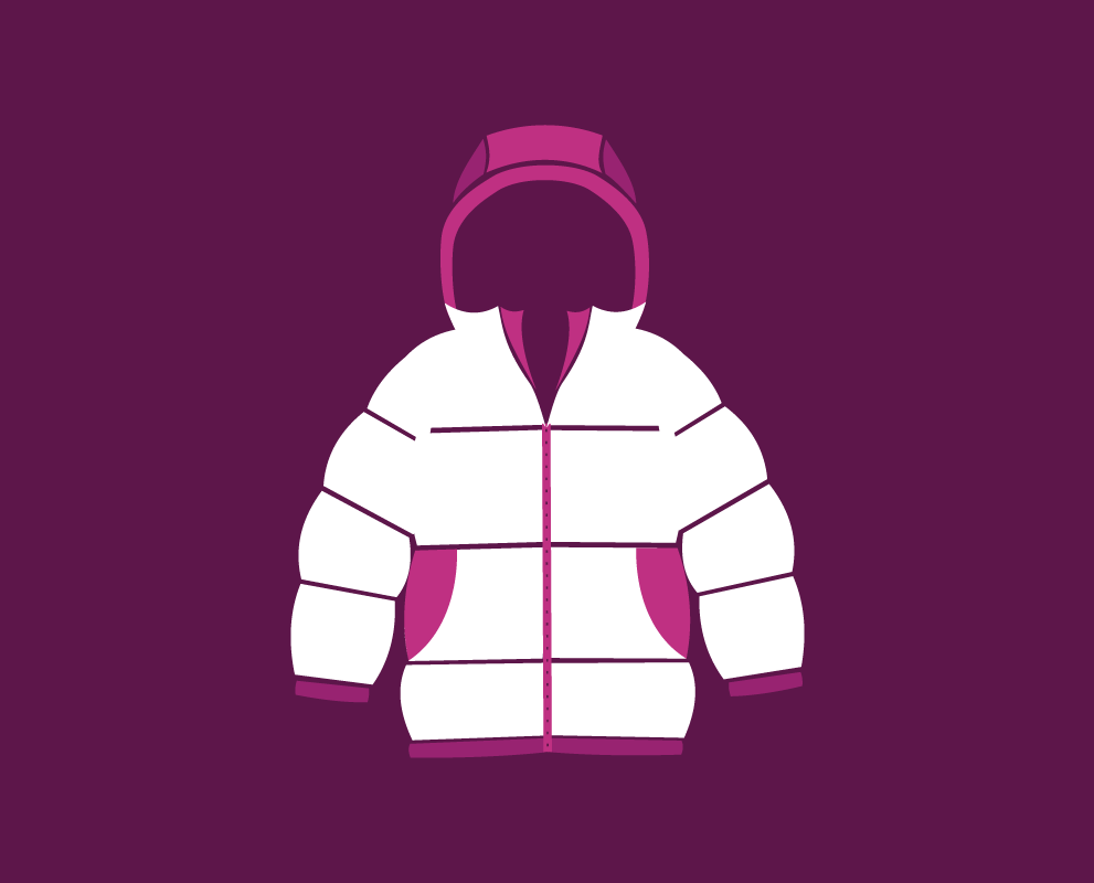 Illustration of a winter coat on a purple background