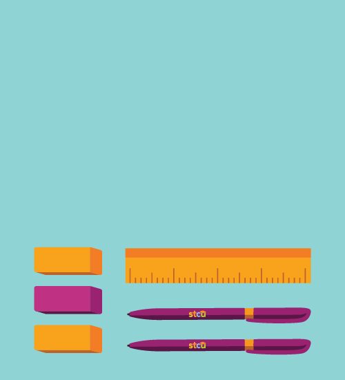 Illustration of a purple STCU pencil on a notepad. 