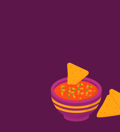 An illustration of chips and salsa. 