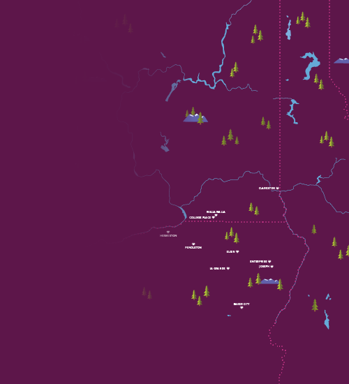 Image of state map fading with hearts and trees