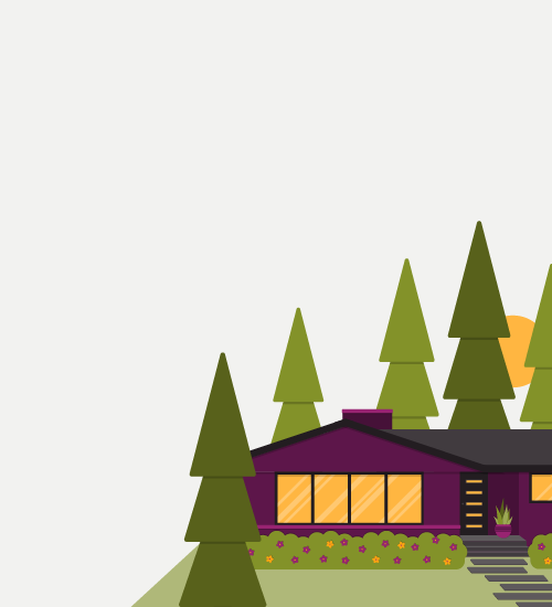 Image of house in trees on a hill 
