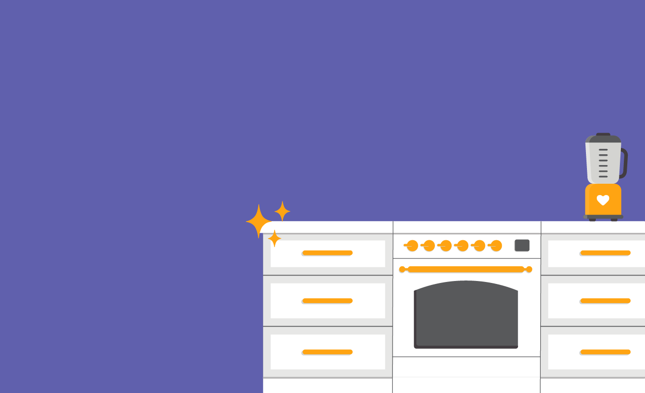 Illustration of a kitchen counter with a blender