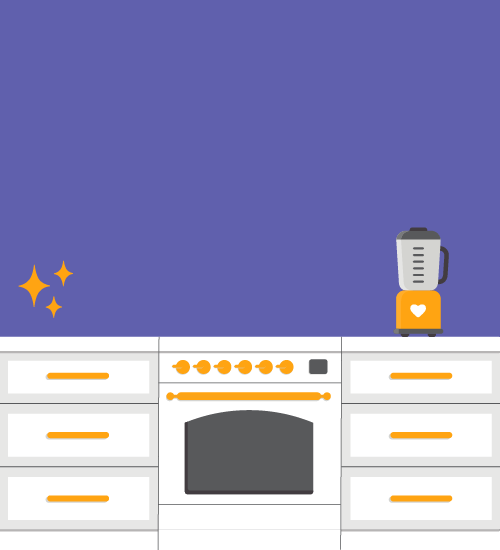 Illustration of a kitchen counter with a blender
