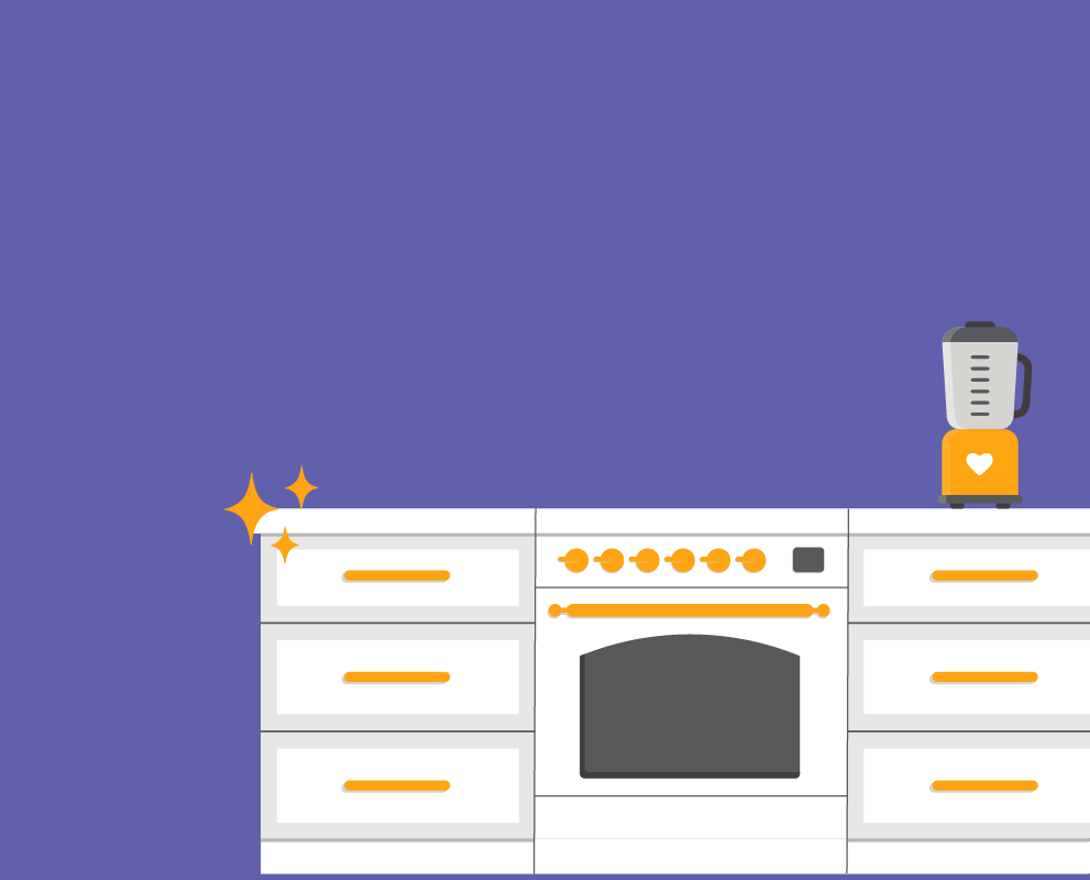 Illustration of a kitchen counter with a blender