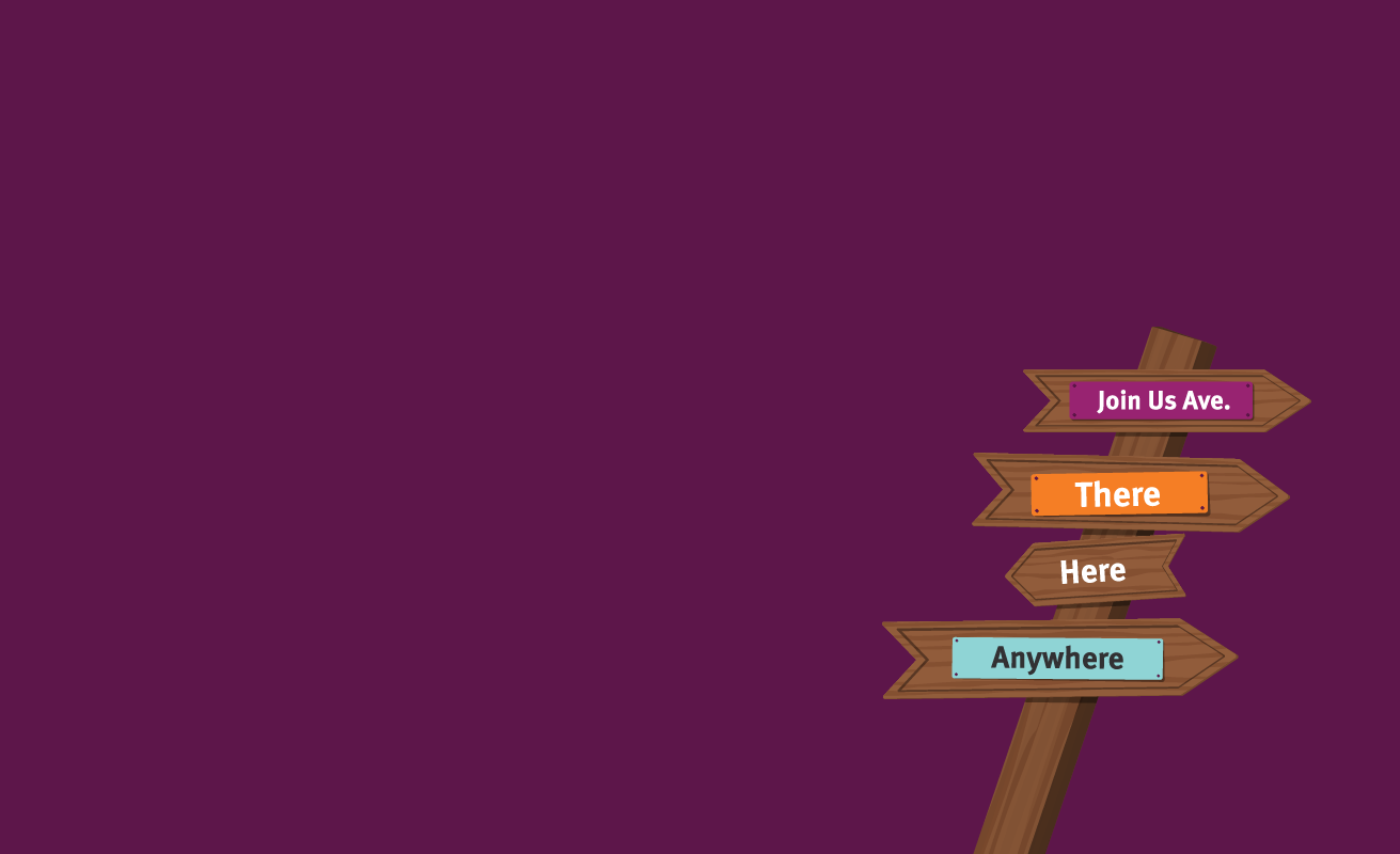 Sign with directions to join anywhere