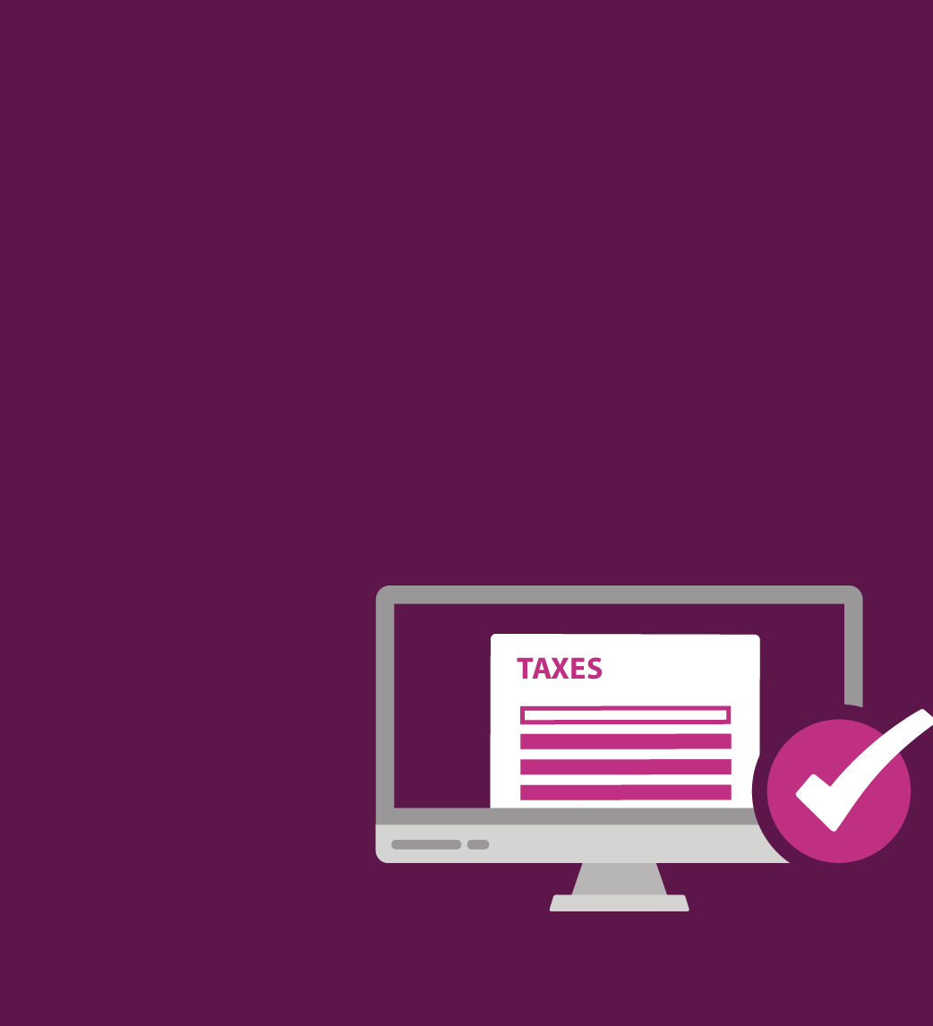 Illustration of a computer with tax documents