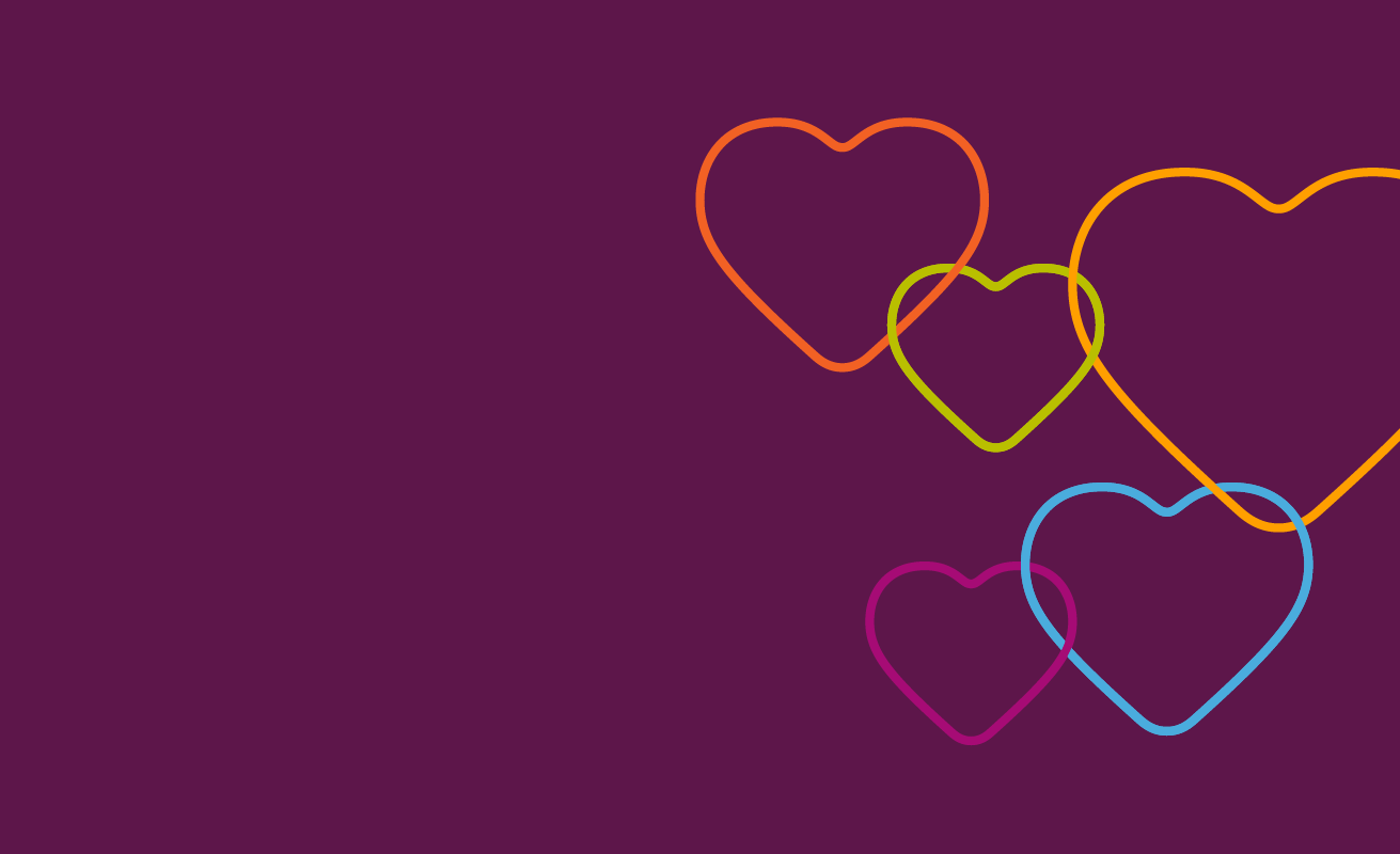 Illustration of heart outlines linked together. 