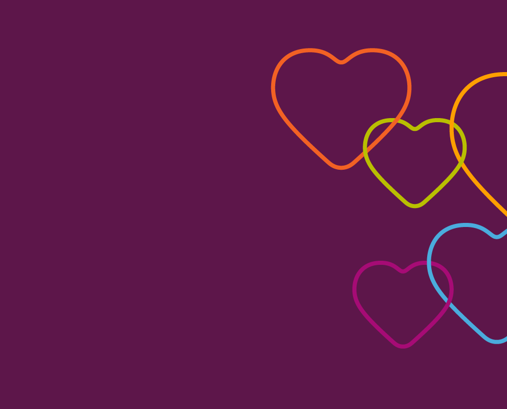 Illustration of heart outlines linked together. 