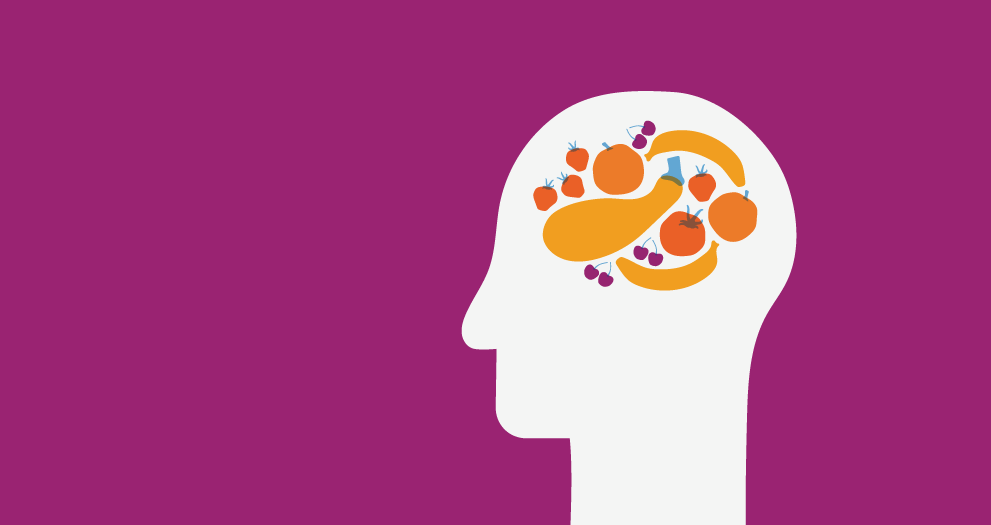 Healthy food inside person's brain