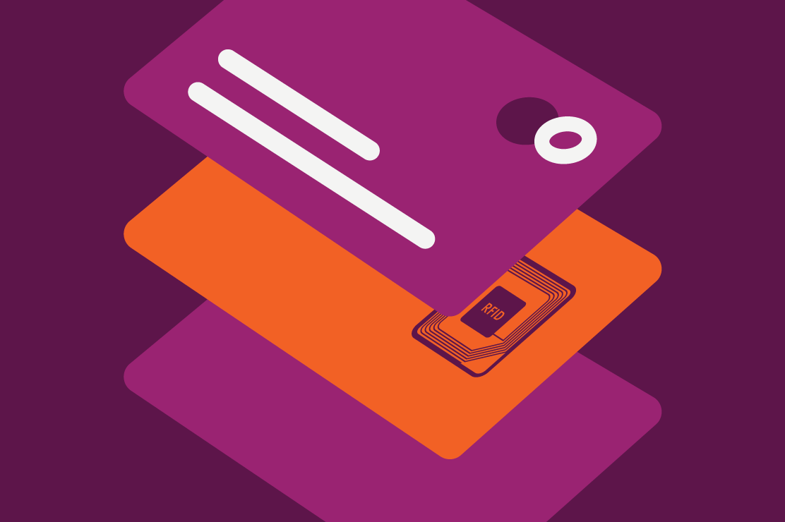 An illustration of layered stack of debit and credit cards.