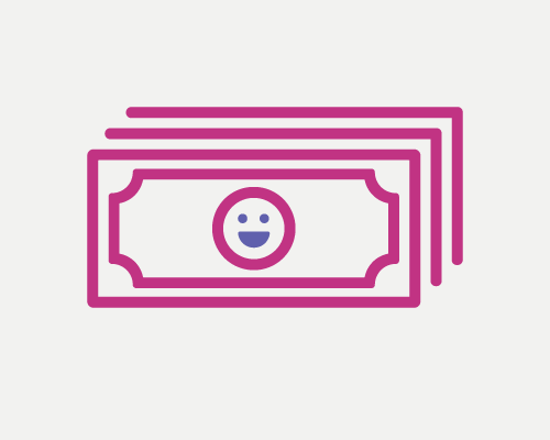 Illustration of money with a smiley face on it