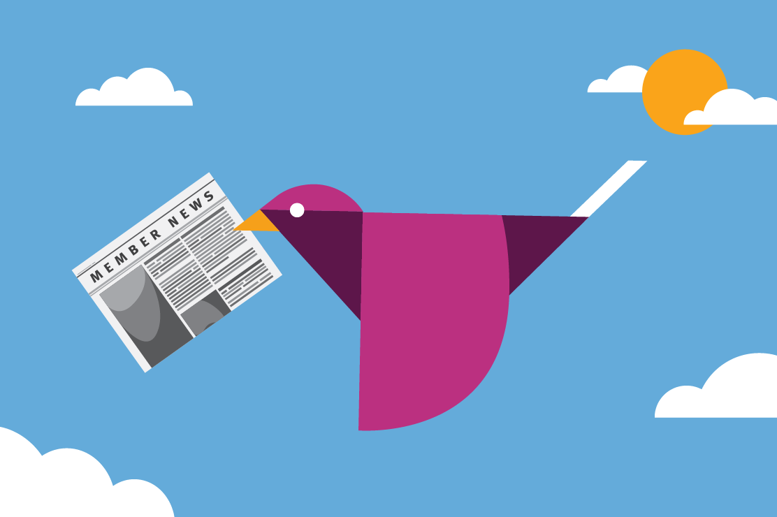 Image of bird flying with a newsletter