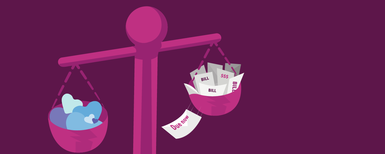 An illustration of scales balancing bills and money