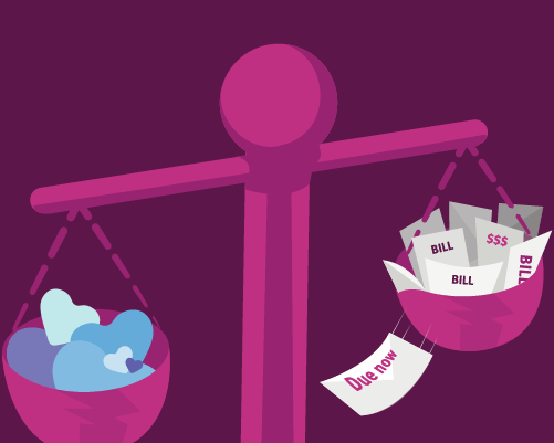 An illustration of scales balancing bills and money