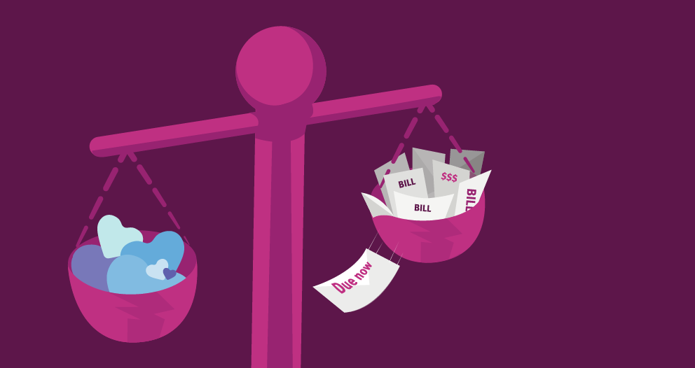 An illustration of scales balancing bills and money