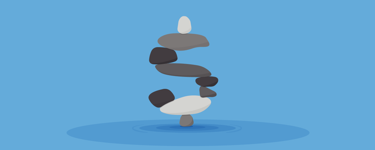Illustration of a rocks stacked up to appear as a dollar sign