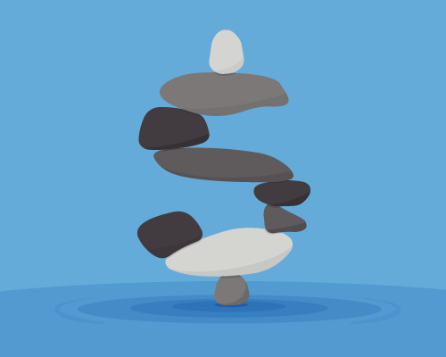 Illustration of a rocks stacked up to appear as a dollar sign