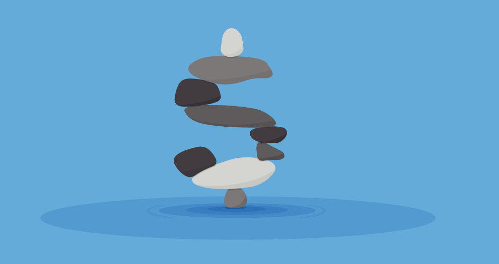 Illustration of a rocks stacked up to appear as a dollar sign