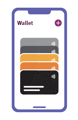 Illustration of different credit cards on a phone