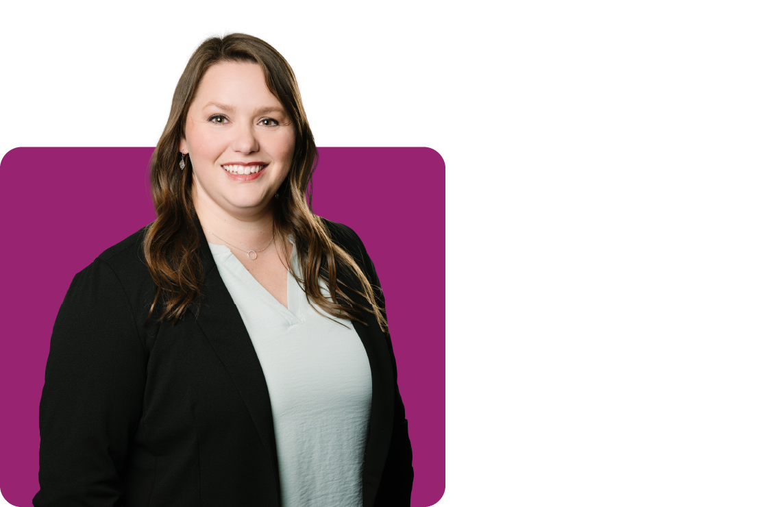 Photo of Amber Oliphant on a purple background