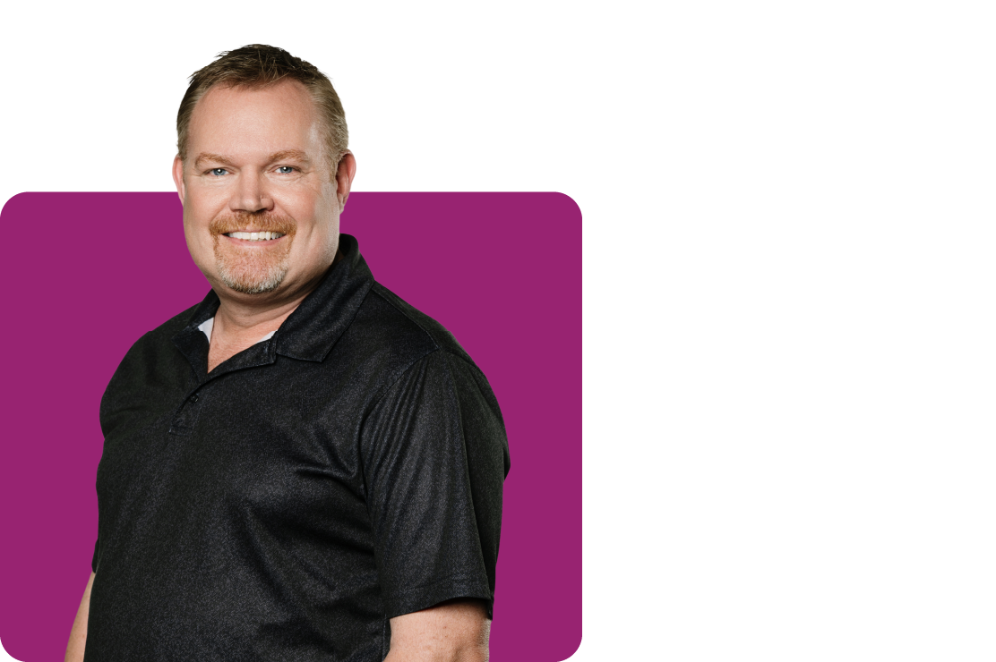 Brett Johnson on a purple background